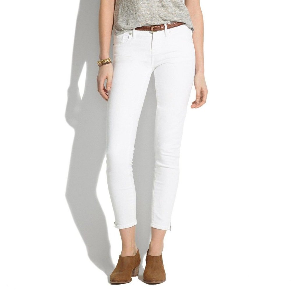 Madewell Skinny Skinny Crop Zip Jeans in Pure White - 28